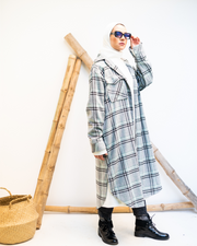 Check Long Wool Shirt