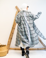 Check Long Wool Shirt