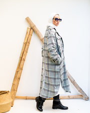 Check Long Wool Shirt