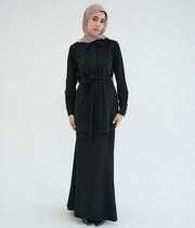 Suede Chemise With Pleated Chiffon Back Set