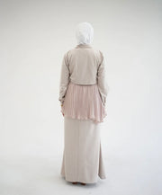 Suede Chemise With Pleated Chiffon Back Set