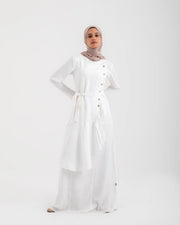 Linen Buttoned Ruffle Dress