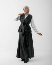 Leather Cargo Vest Black