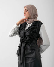 Leather Cargo Vest Black