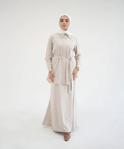 Suede Chemise With Pleated Chiffon Back Set