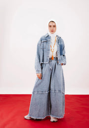 Denim Knee Effect Pants