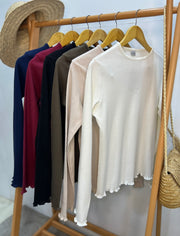 Long Sleeves Cotton Rib Top