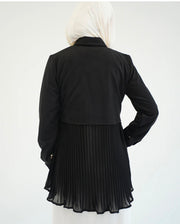 Suede Chemise With Pleated Chiffon Back Beige