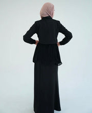 Suede Chemise With Pleated Chiffon Back Beige