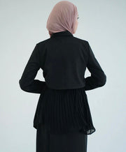 Suede Chemise With Pleated Chiffon Back Beige