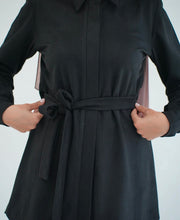 Suede Chemise With Pleated Chiffon Back Beige