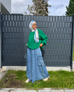 Cargo Wide Leg Denim Pants