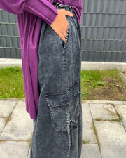 Cargo Wide Leg Denim Pants