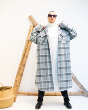 Check Long Wool Shirt