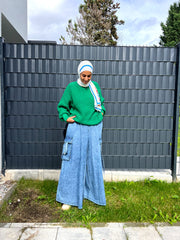 Cargo Wide Leg Denim Pants