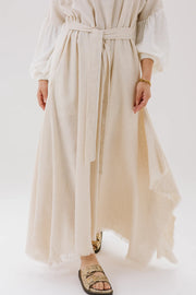 Asymmetrical Linen Wrap Dress