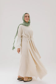 Asymmetrical Linen Wrap Dress